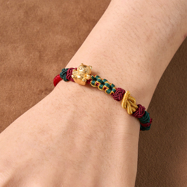 Buddha Stones Handgeweven Armband met gelukskatje en rode draad - image 10
