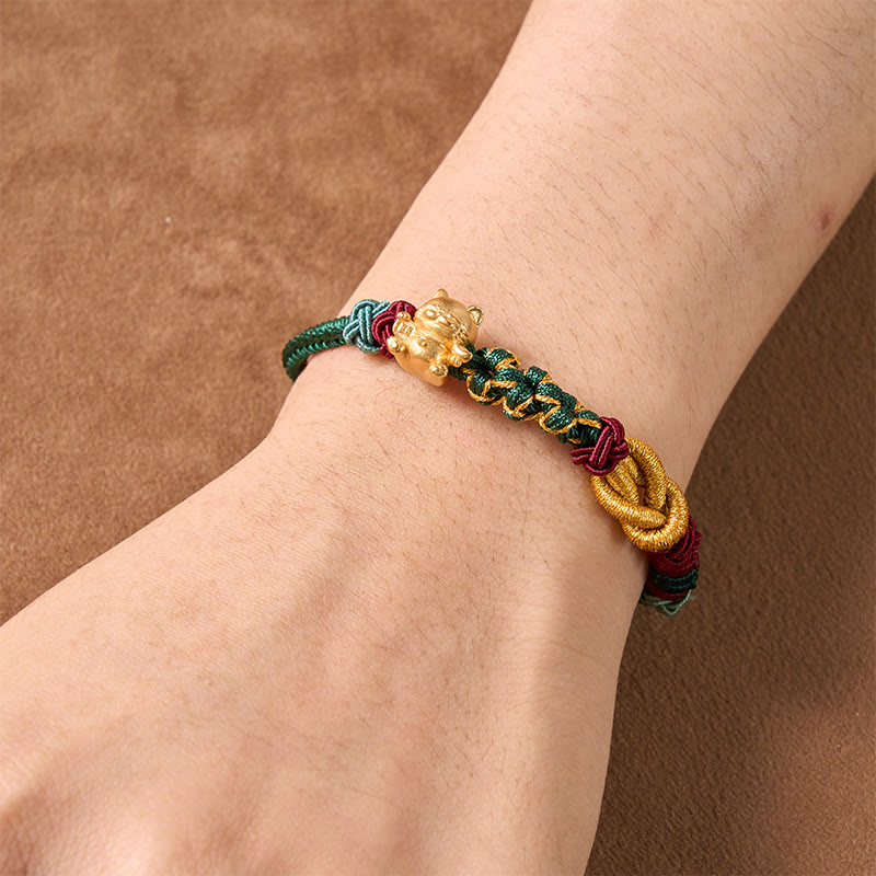 Buddha Stones Handgeweven Armband met gelukskatje en rode draad - image 3