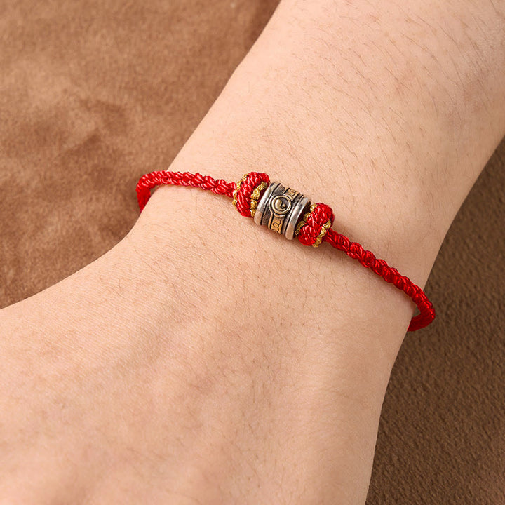 Buddha Stones Koperen Yin Yang Armband met rode koordjes - image 5