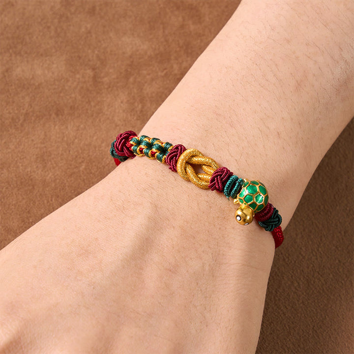 Buddha Stones Handgeweven koperen schildpad rode koord Armband - image 13