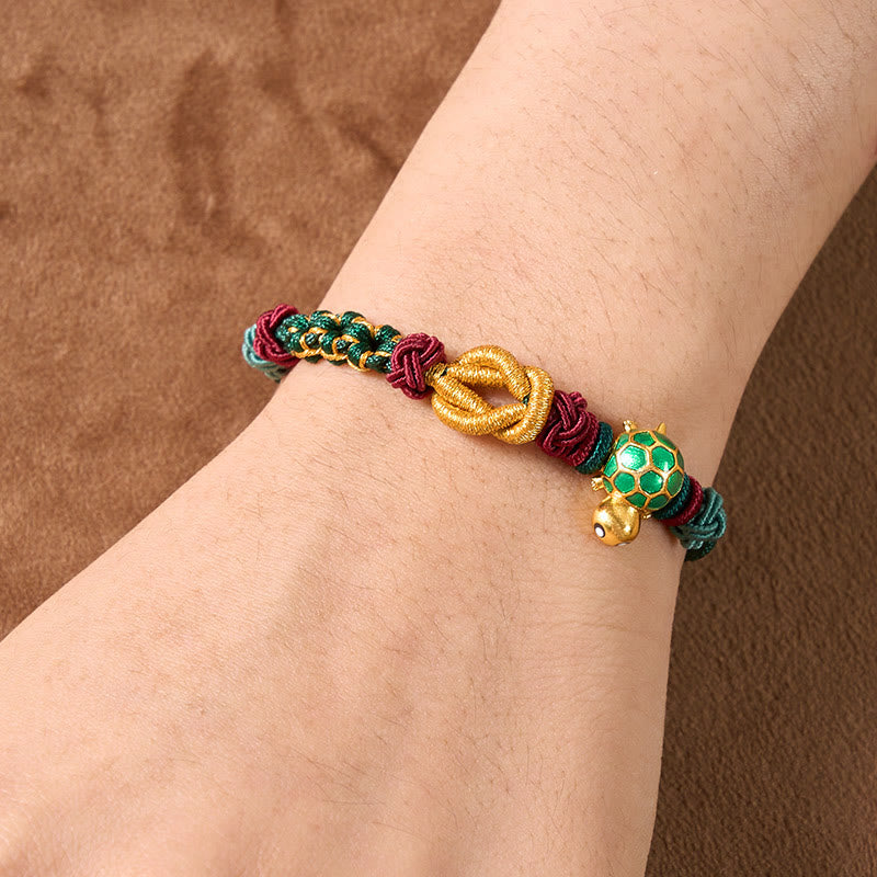 Buddha Stones Handgeweven koperen schildpad rode koord Armband - image 4