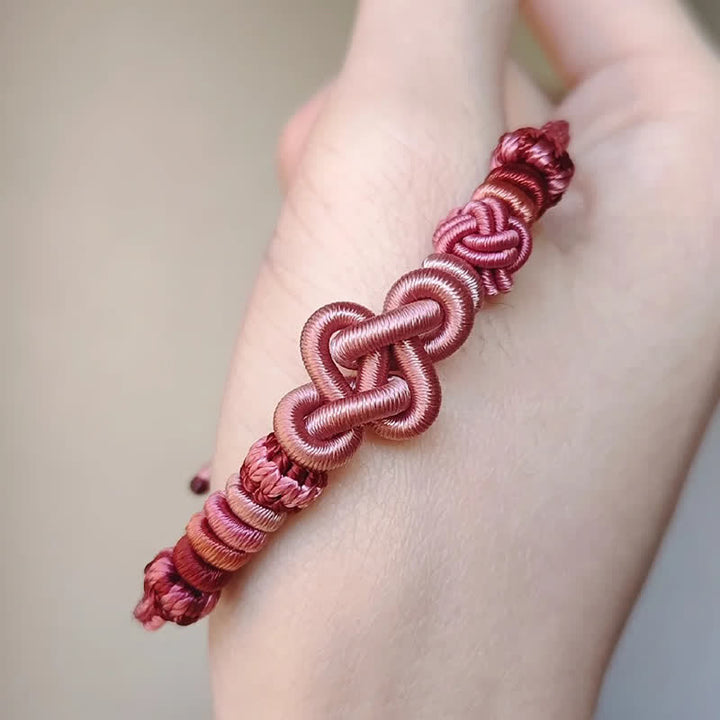 Buddha Stones Handgeweven armband met jade kralen en roze Armband - image 10