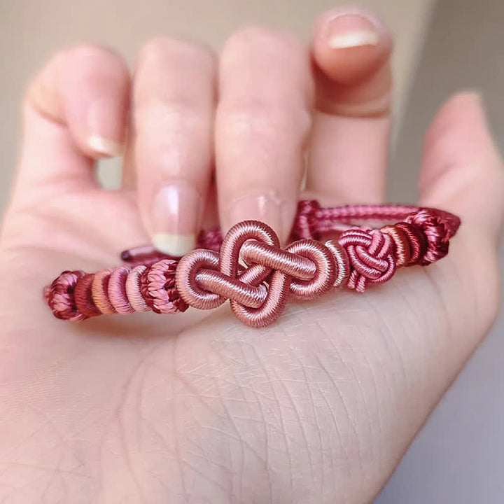 Buddha Stones Handgeweven armband met jade kralen en roze Armband - Roze zonder accessoire - image 9