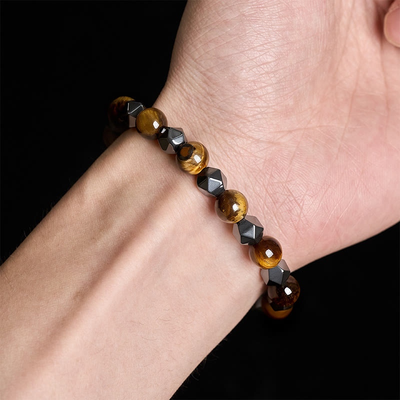 Buddha Stones Tijgeroog Hematiet Armband ter Bevordering van Kracht - image 14