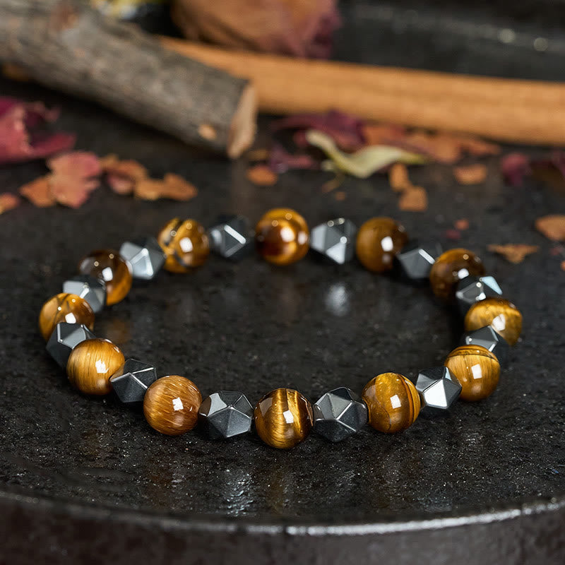 Buddha Stones Tijgeroog Hematiet Armband ter Bevordering van Kracht - image 10