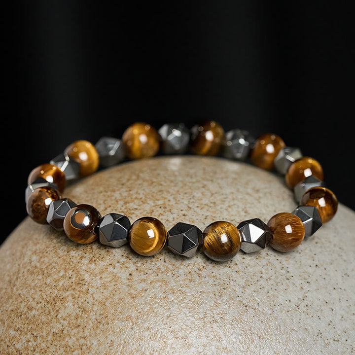 Buddha Stones Tijgeroog Hematiet Armband ter Bevordering van Kracht - image 11