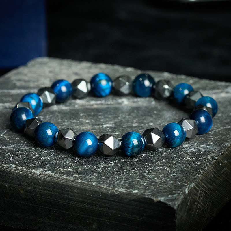 Buddha Stones Tijgeroog Hematiet Armband ter Bevordering van Kracht - Blauwe tijgeroog (Balans ♥ Positief) - image 16