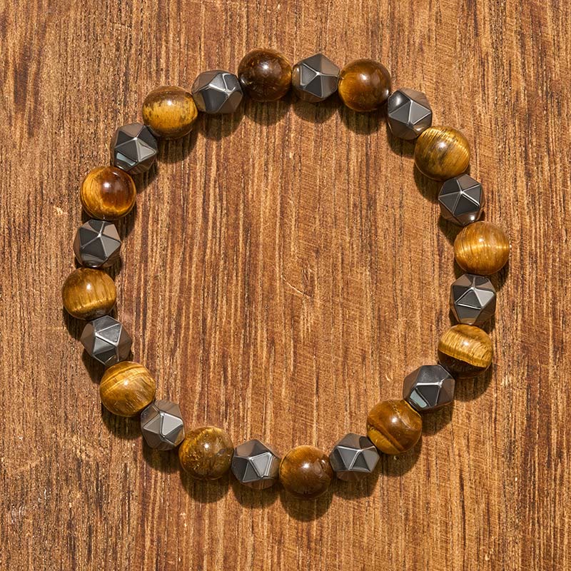 Buddha Stones Tijgeroog Hematiet Armband ter Bevordering van Kracht - image 12