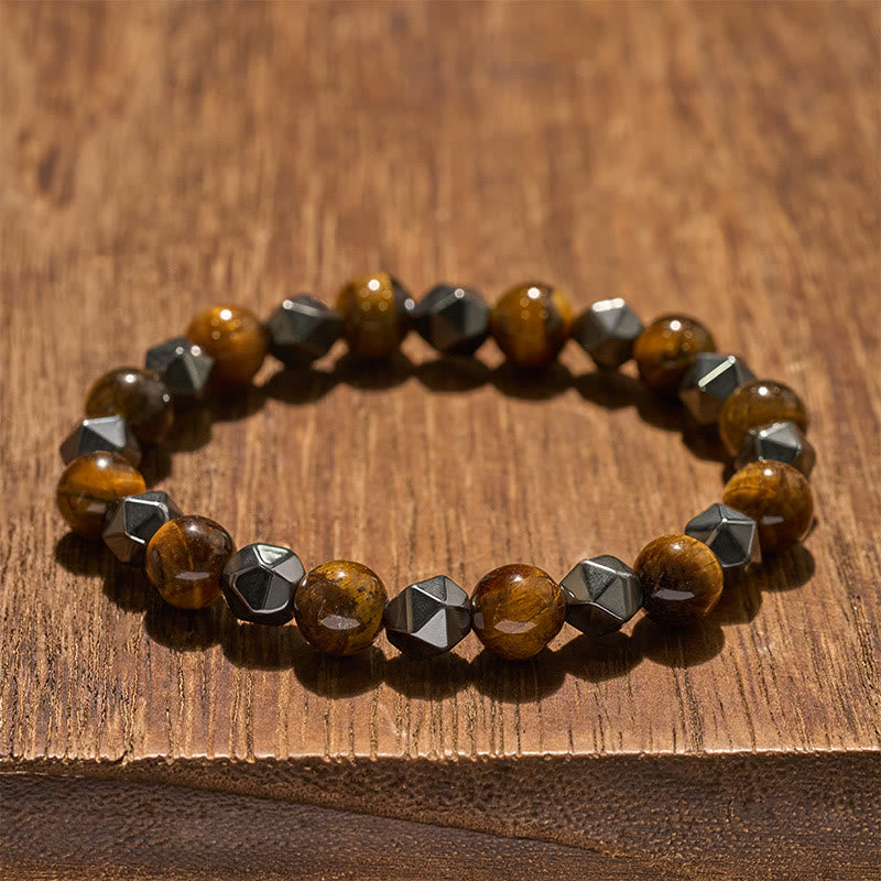Buddha Stones Tijgeroog Hematiet Armband ter Bevordering van Kracht - image 13