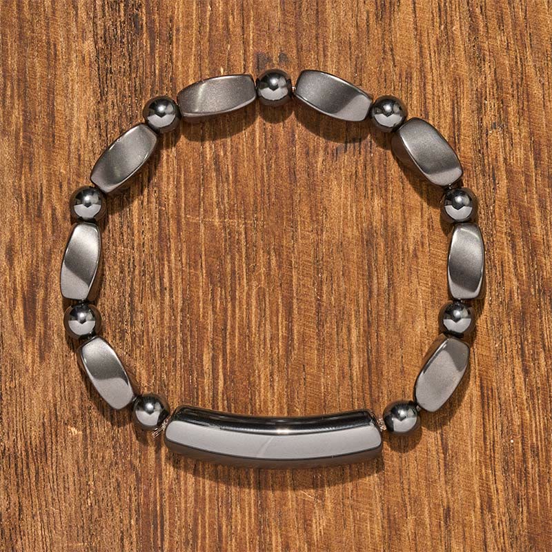 Buddha Stones Aardende minimalistische armband met hematiet Armband - image 1