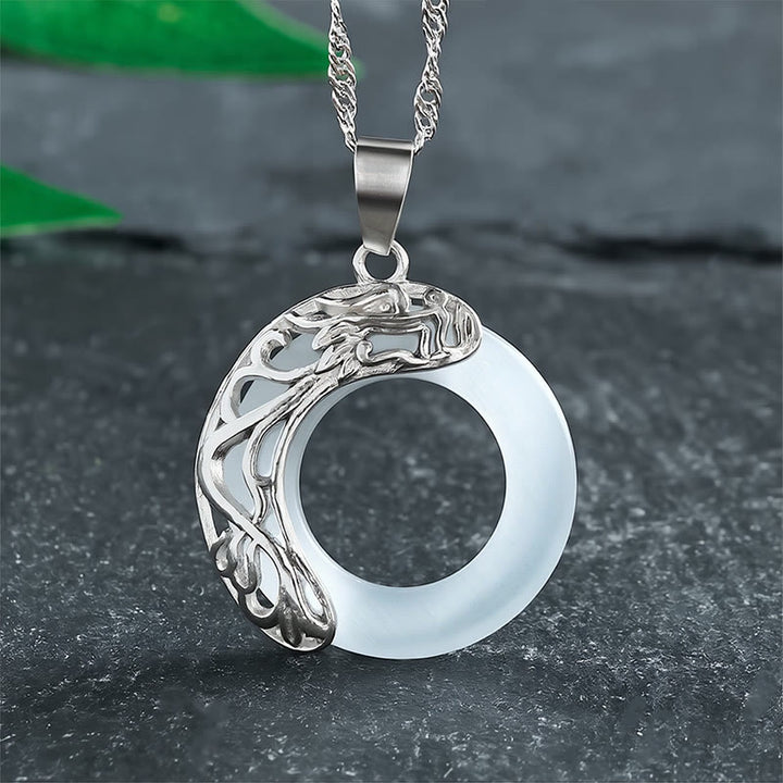 Buddha Stones Kattenoog Draak Vredesgesp Intuïtie Ketting - Wit - image 0