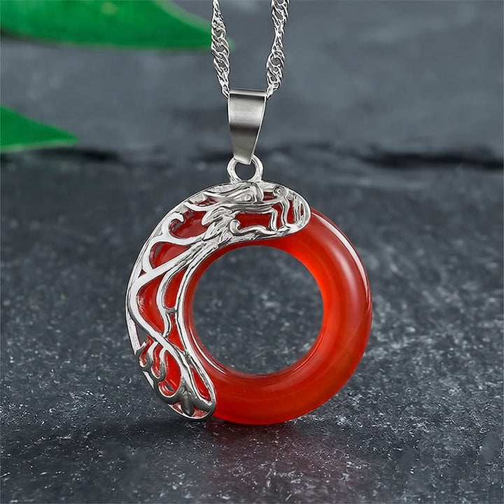Buddha Stones Kattenoog Draak Vredesgesp Intuïtie Ketting - Rood - image 10