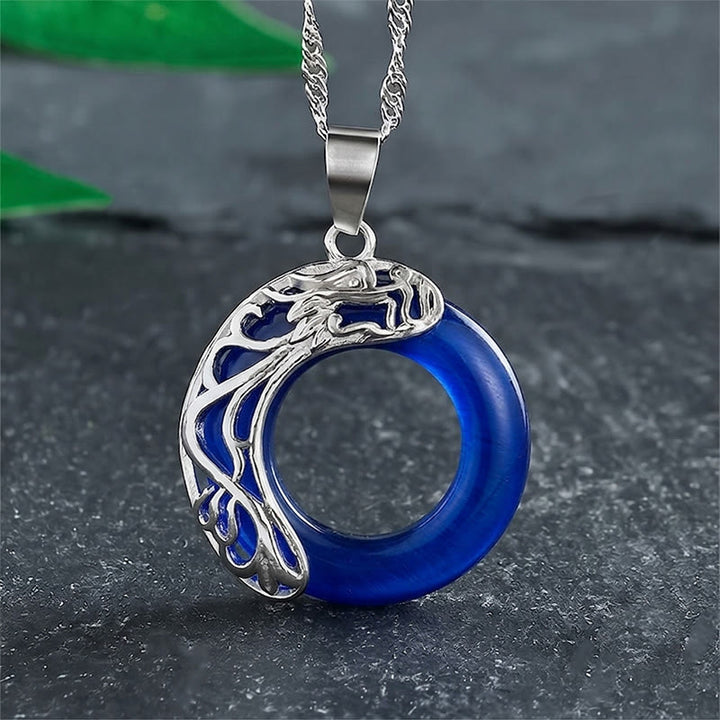 Buddha Stones Kattenoog Draak Vredesgesp Intuïtie Ketting - Blauw - image 7