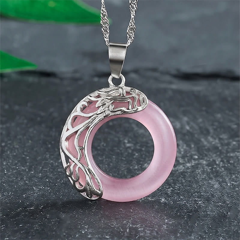 Buddha Stones Kattenoog Draak Vredesgesp Intuïtie Ketting - Roze - image 12