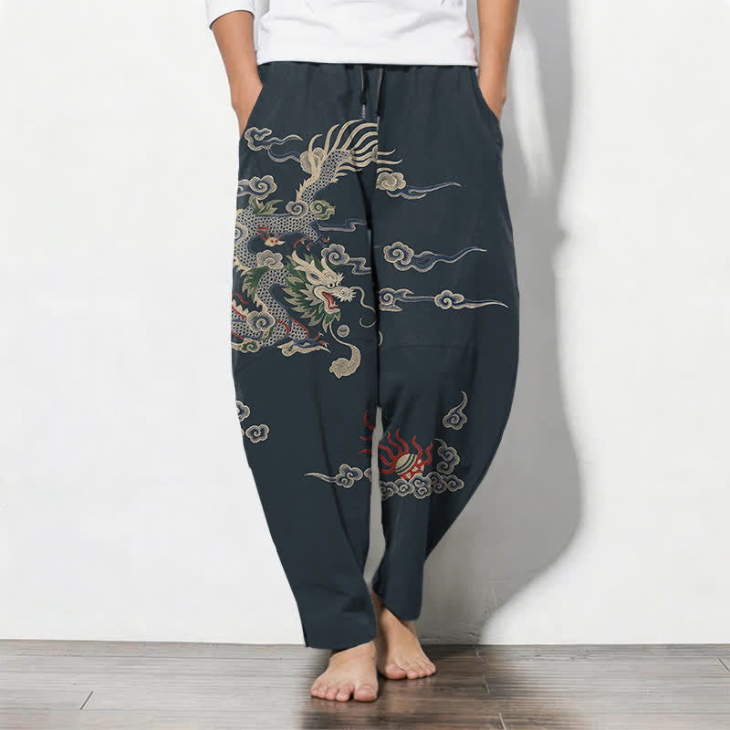 Buddha Stones Getailleerde herenbroek van 100% Cotton met Zakken. - Marine - US/UK/AU50, EU60 (5XL) - image 0
