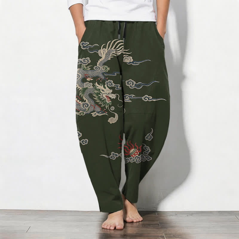 Buddha Stones Getailleerde herenbroek van 100% Cotton met Zakken. - Donkergroen - US/UK/AU50, EU60 (5XL) - image 7