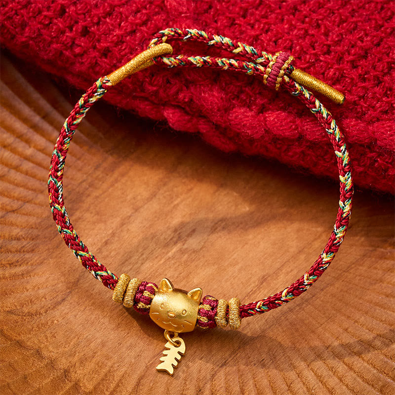 Buddha Stones Koperkleurige meervalvormige Armband - Rood (Polsomtrek: 14–16 cm) - image 0