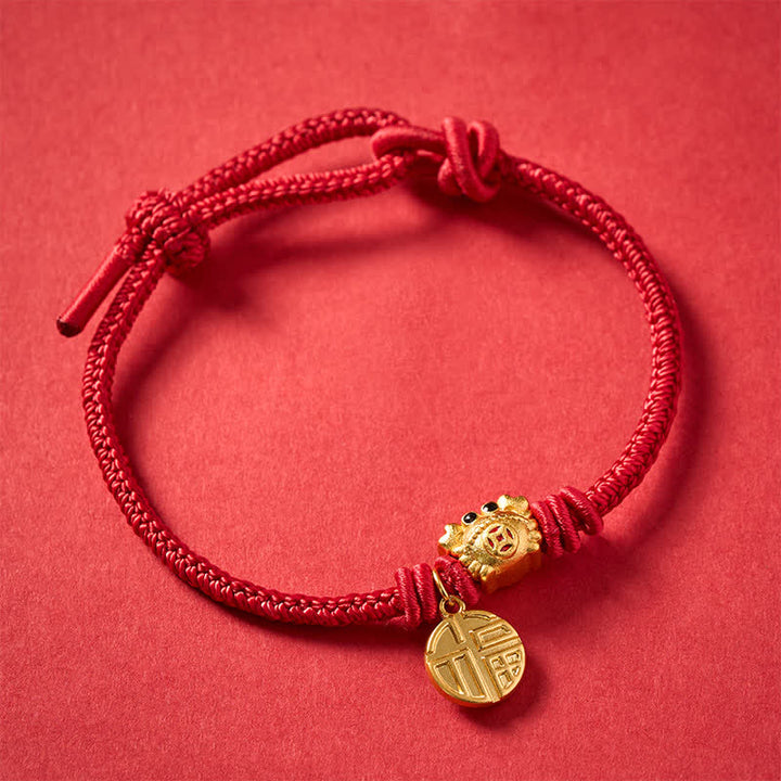 Buddha Stones Fu-karakter Chinese munt met rood koord Armband - image 3