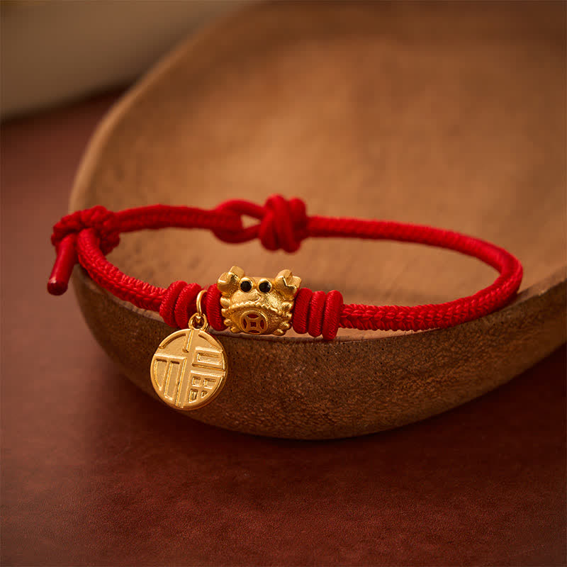 Buddha Stones Fu-karakter Chinese munt met rood koord Armband - image 12