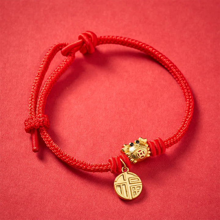 Buddha Stones Fu-karakter Chinese munt met rood koord Armband - image 13
