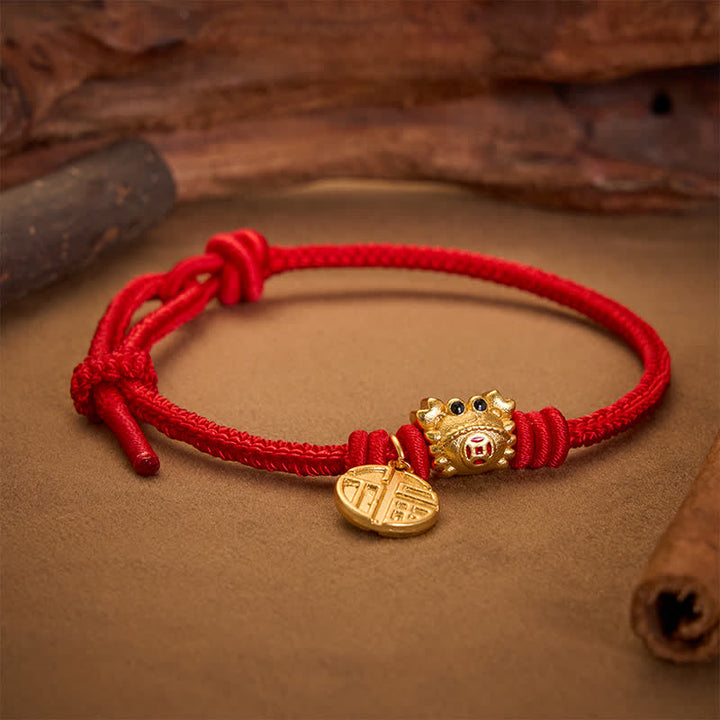 Buddha Stones Fu-karakter Chinese munt met rood koord Armband - image 11