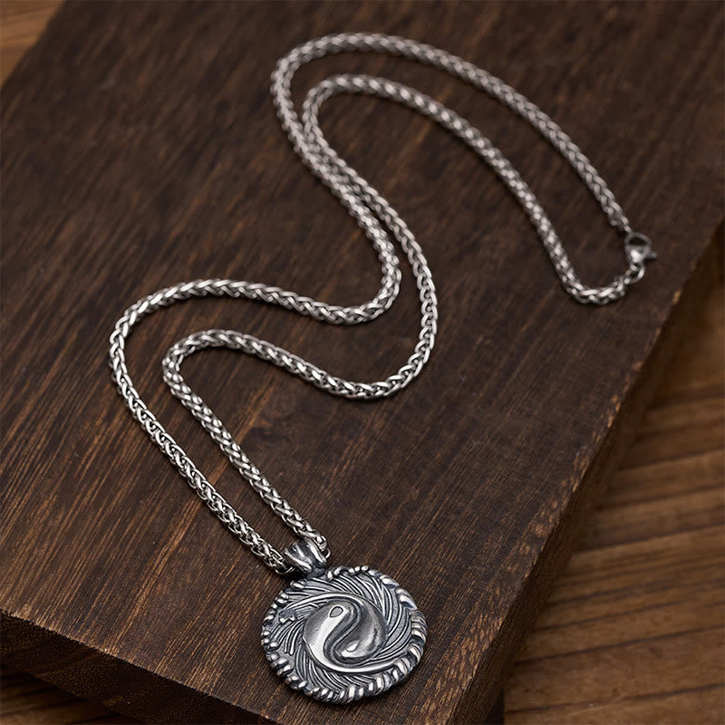 Buddha Stones Ronde Ketting met koperen Yin Yang koi-vis balansketting - image 4
