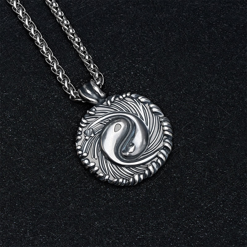 Buddha Stones Ronde Ketting met koperen Yin Yang koi-vis balansketting - image 2