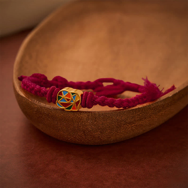 Buddha Stones Olifantenarmband met rode koord en verstelbare Tibet- Armband - Donkerrood (Polsomtrek: 14–17 cm) - image 9