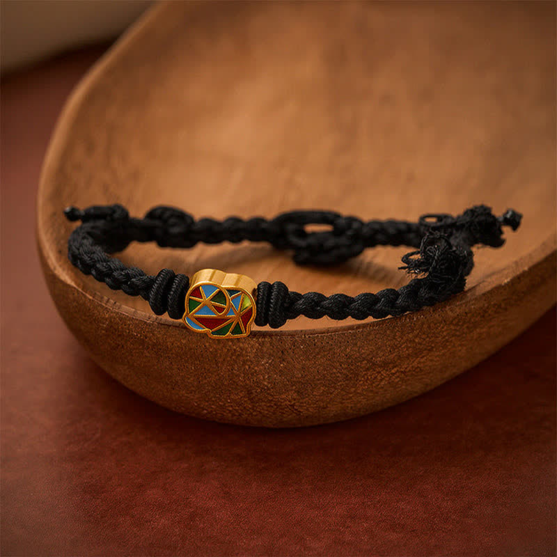 Buddha Stones Olifantenarmband met rode koord en verstelbare Tibet- Armband - Zwart (Polsomtrek: 14–17 cm) - image 11
