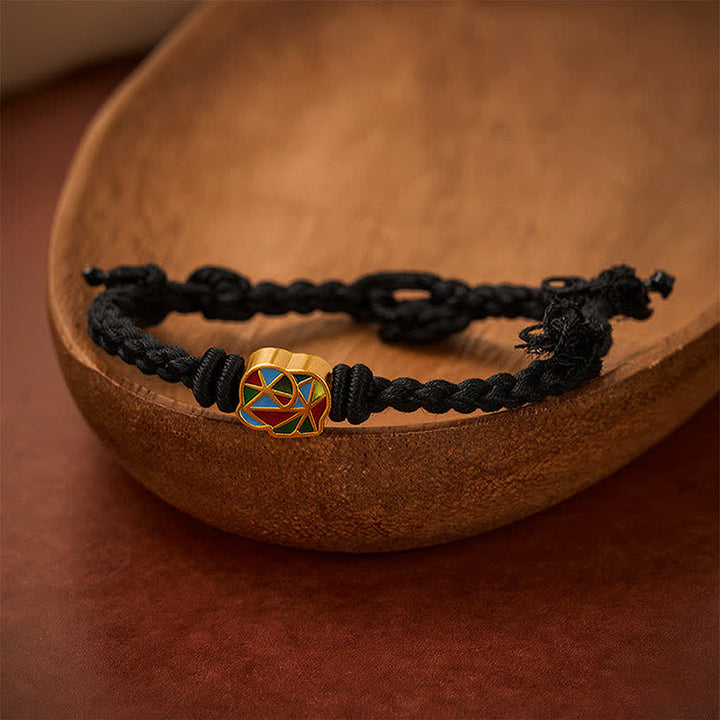 Buddha Stones Olifantenarmband met rode koord en verstelbare Tibet- Armband - Zwart (Polsomtrek: 14–17 cm) - image 11