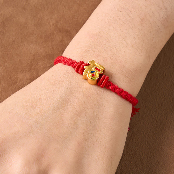 Buddha Stones Verstelbare Armband met rood koord en Fu-karakter - image 4
