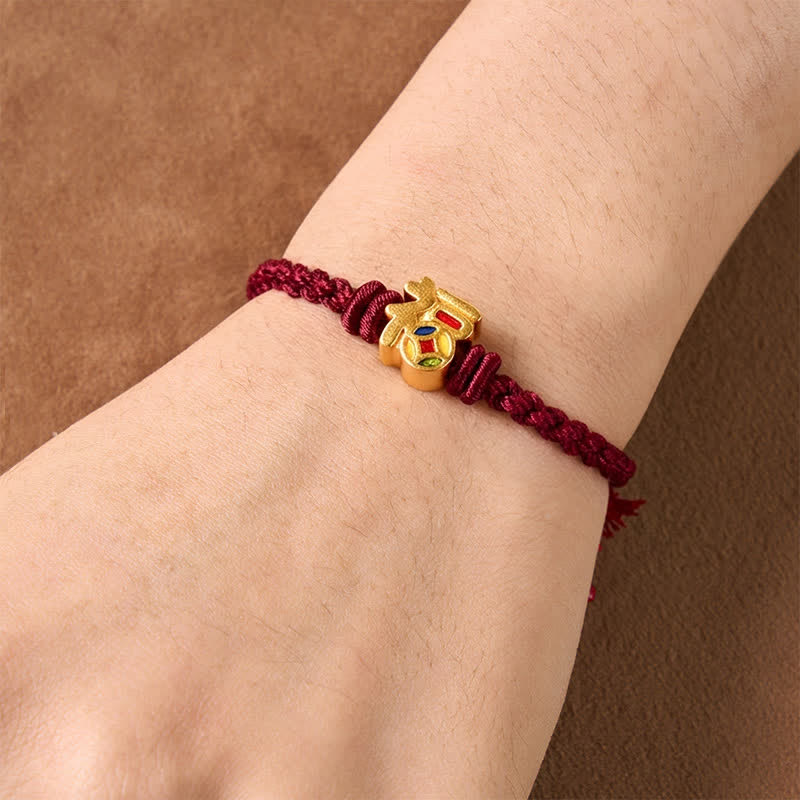 Buddha Stones Verstelbare Armband met rood koord en Fu-karakter - image 10