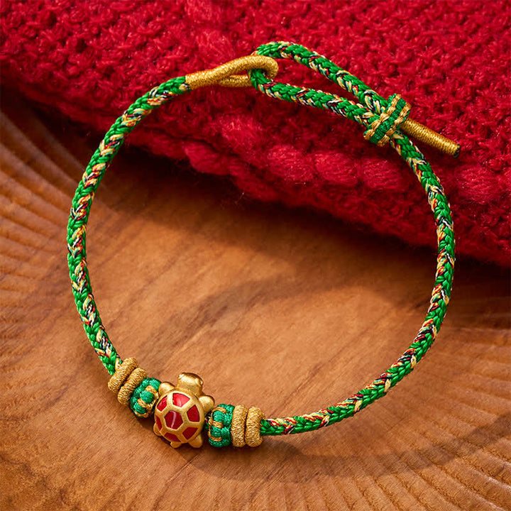Buddha Stones Vijfkleurige handgeweven Armband ter bescherming van een schildpad, verstelbaar - Groen (Polsomtrek: 15–18 cm) - image 0
