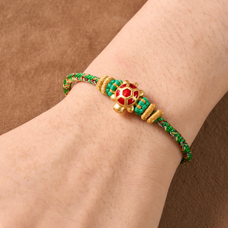 Buddha Stones Vijfkleurige handgeweven Armband ter bescherming van een schildpad, verstelbaar - image 3