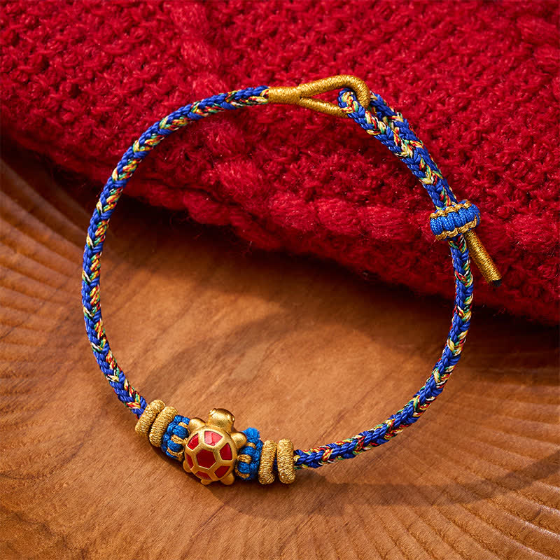 Buddha Stones Vijfkleurige handgeweven Armband ter bescherming van een schildpad, verstelbaar - Blauw (Polsomtrek: 15–18 cm) - image 9