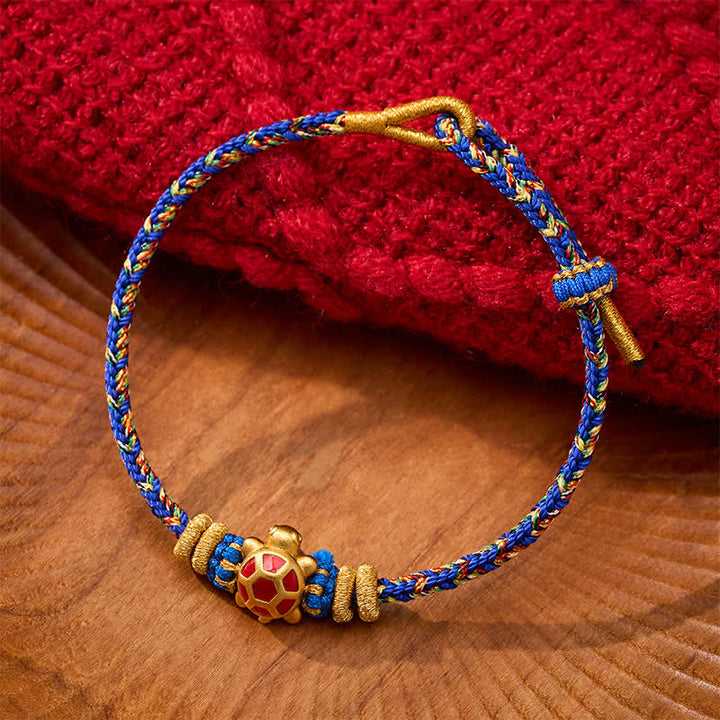 Buddha Stones Vijfkleurige handgeweven Armband ter bescherming van een schildpad, verstelbaar - Blauw (Polsomtrek: 15–18 cm) - image 9