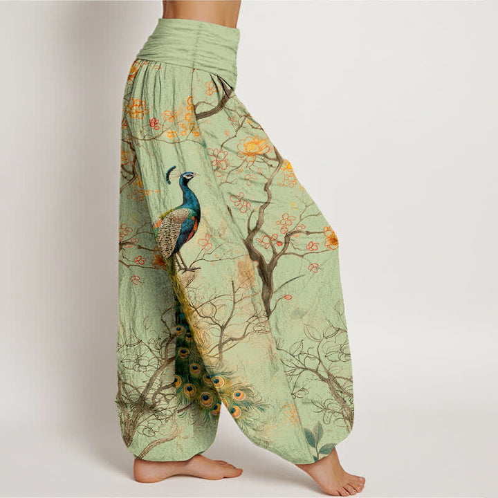 Buddha Stones Dames harembroek met elastische Taille en pauwen-, bloemen- en takkenpatroon - image 6