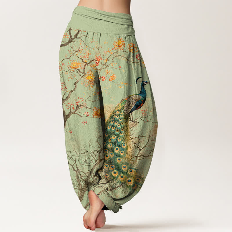 Buddha Stones Dames harembroek met elastische Taille en pauwen-, bloemen- en takkenpatroon - image 7