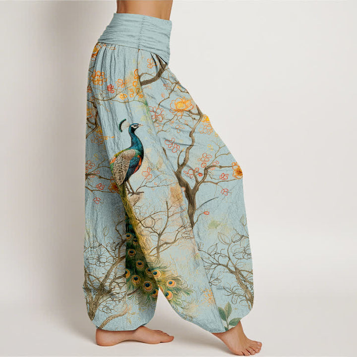 Buddha Stones Dames harembroek met elastische Taille en pauwen-, bloemen- en takkenpatroon - image 9