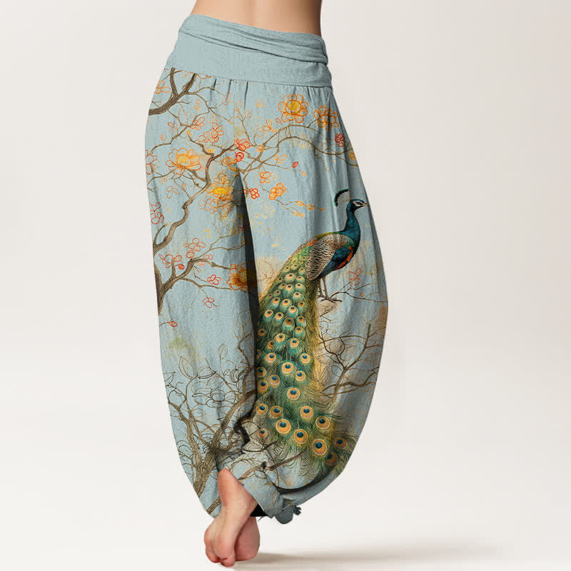 Buddha Stones Dames harembroek met elastische Taille en pauwen-, bloemen- en takkenpatroon - image 10