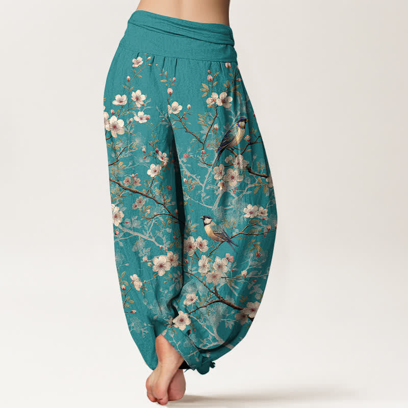 Buddha Stones Dames harembroek met elastische Taille en vogelbloesem- en takkenpatroon - image 1