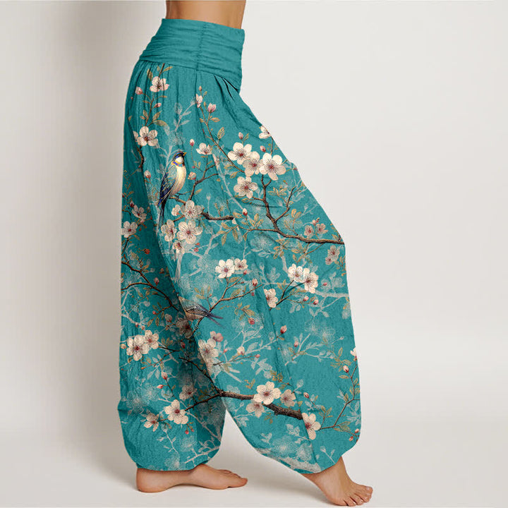 Buddha Stones Dames harembroek met elastische Taille en vogelbloesem- en takkenpatroon - image 2