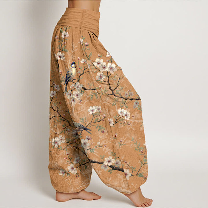 Buddha Stones Dames harembroek met elastische Taille en vogelbloesem- en takkenpatroon - image 7