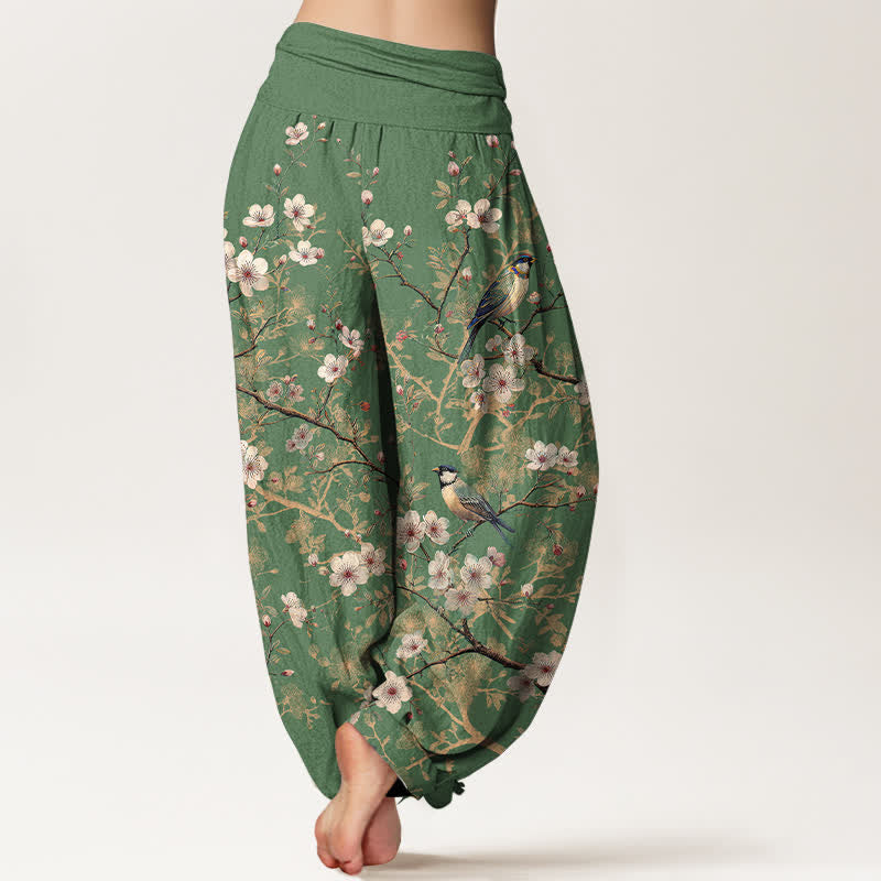 Buddha Stones Dames harembroek met elastische Taille en vogelbloesem- en takkenpatroon - image 9