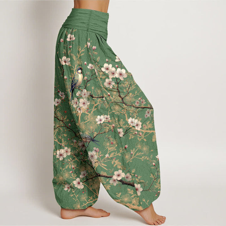 Buddha Stones Dames harembroek met elastische Taille en vogelbloesem- en takkenpatroon - image 10