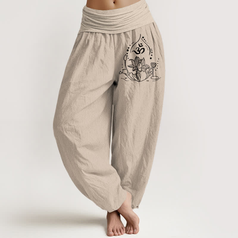 Buddha Stones Harembroek voor dames met elastische Taille en Zen Mandala-patroon van 100% Cotton - Bruinen - US16, UK/AU20, EU48 (3XL) - image 14