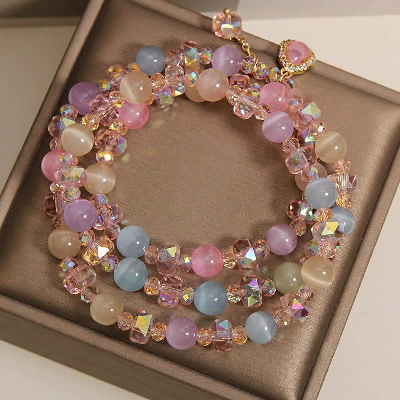 Buddha Stones Veelkleurige Armband met liefdeskralen in de vorm van een kattenoogkalebas - image 8