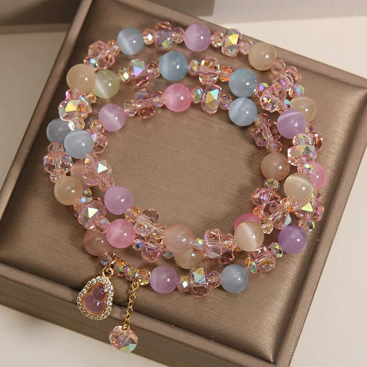 Buddha Stones Veelkleurige Armband met liefdeskralen in de vorm van een kattenoogkalebas - image 4