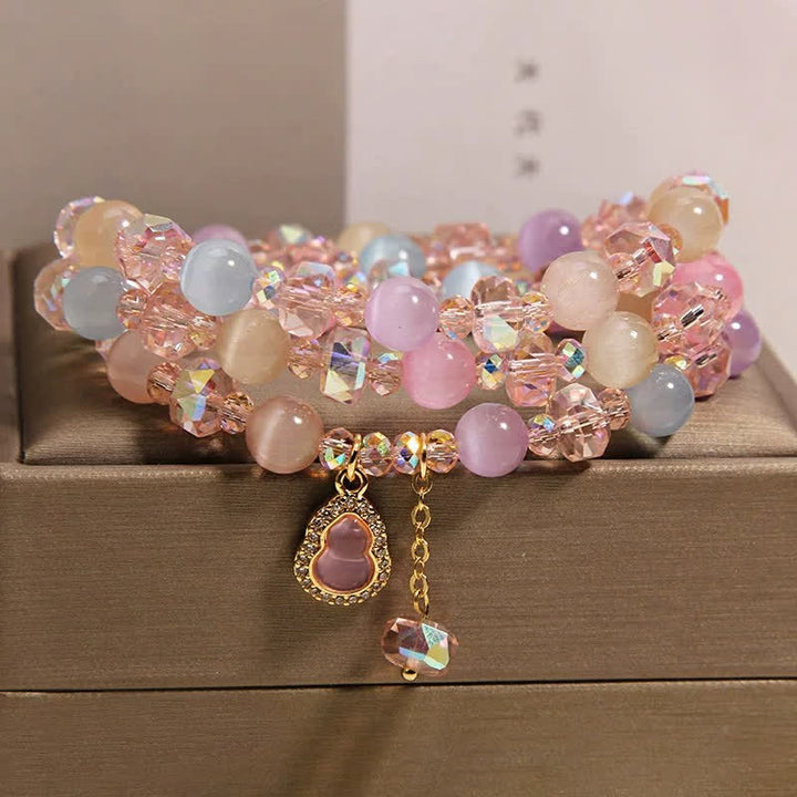 Buddha Stones Veelkleurige Armband met liefdeskralen in de vorm van een kattenoogkalebas - image 1