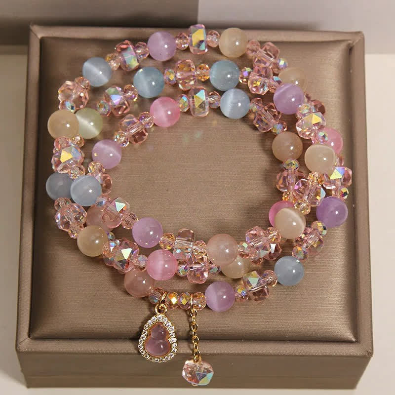 Buddha Stones Veelkleurige Armband met liefdeskralen in de vorm van een kattenoogkalebas - image 7